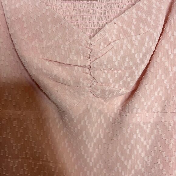 Showpo Womens Bodysuit Blouse Top Pink 16 Balloon Sleeve Ruched Swiss Dot - Picture 4 of 12